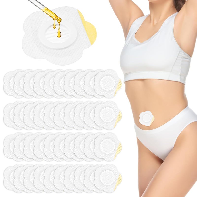 50pcs Castor Oil Pack Wrap Kit, Self-Adhesive Belly Button Wrap Pads Belly Button Patches, Spunlace Cloth Highly Absorbent Organic Castor Oil Compress Patches No Wash